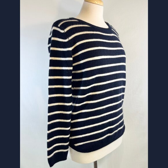 Chinti and Parker Blue and White Striped Cashmere Sweater - Size M - Picture 8 of 14